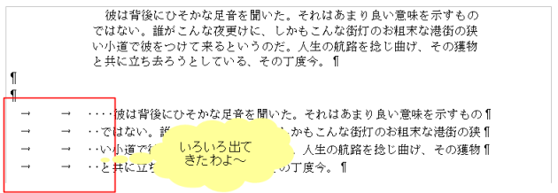 インデント設定の違い比較